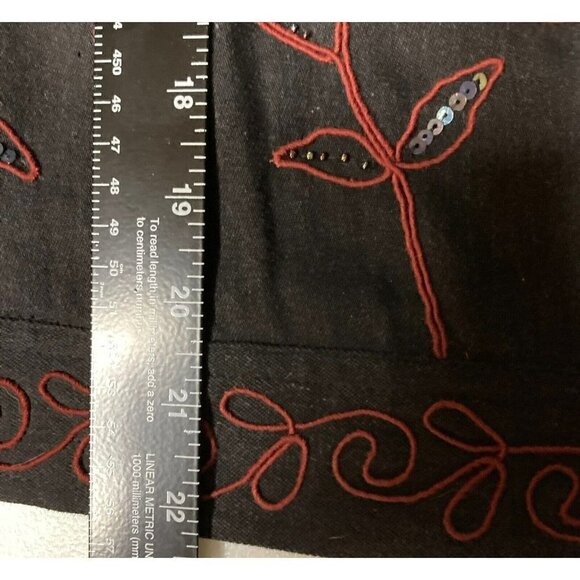 Yak Magik 100% Cotton Jacket Charcoal Black Red All Over Embroidery Sz M - Picture 9 of 12